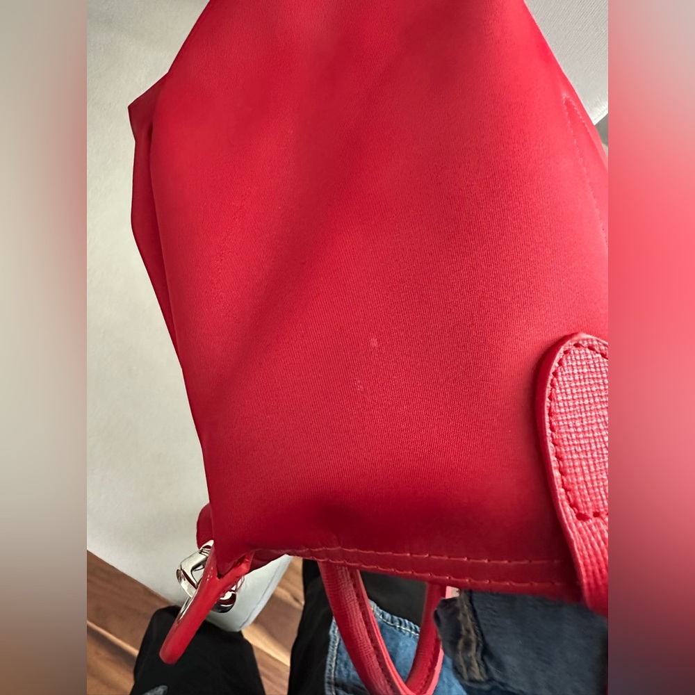 LONGCHAMP MODELE DEPOSE RED NYLON MEDIUM BAG WITH SHOULDER CROSSBODY STRAP - Picture 11 of 14
